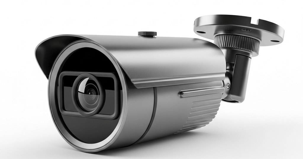 Nowoczesna kamera monitoringu CCTV na białym tle Nowoczesna kamera monitoringu CCTV na białym tle